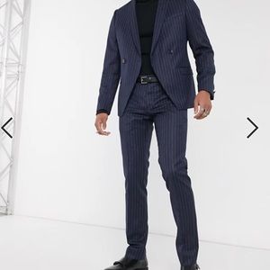 Navy Pinstripe Full Suit Slim Fit